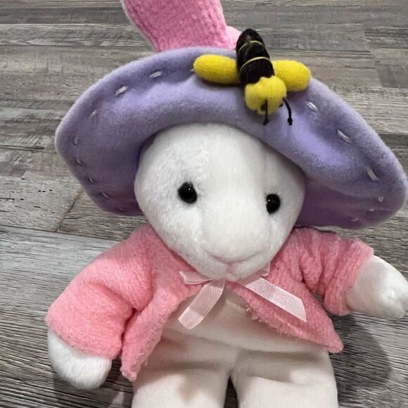 Vintage bunny with bee stuffed animal - Picture 2 of 6